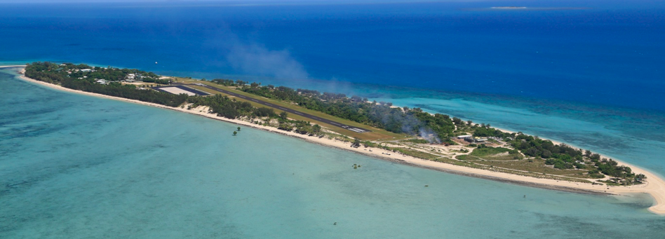Aerial shot of low-lying island