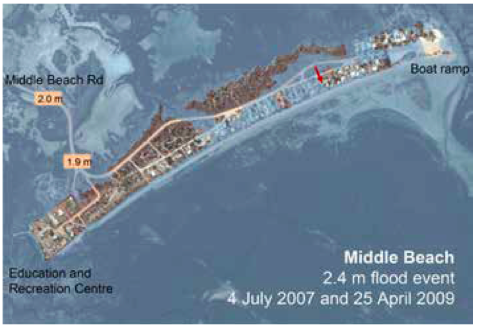 Flooding extent at Middle Beach