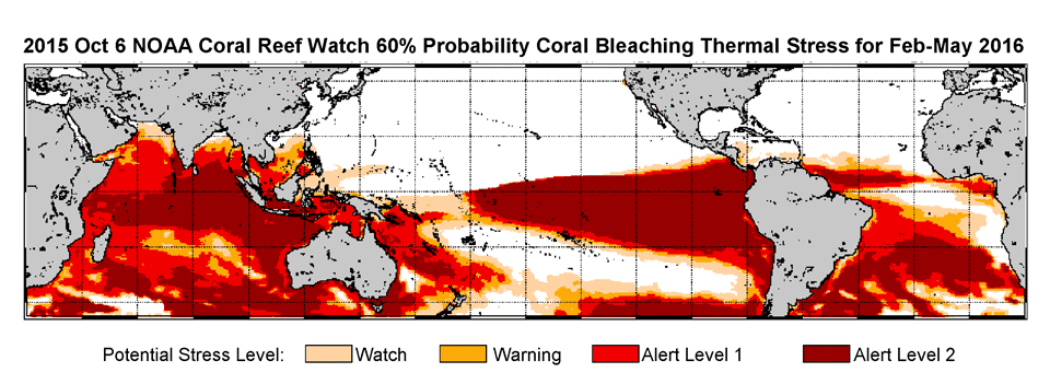 Prediction of coral bleaching for February – May 2016
