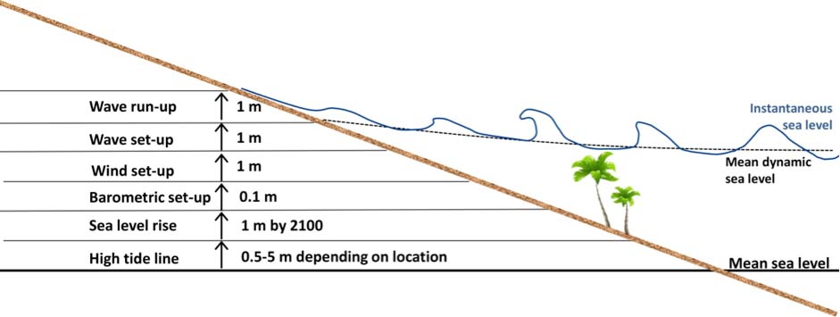 Example of some of the components of sea level and indicative orders of magnitudes