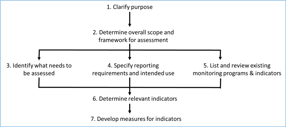 Steps to follow when selecting indicators that are suited to the needs of a plan or program