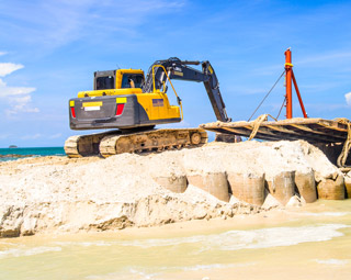 excavator on sand